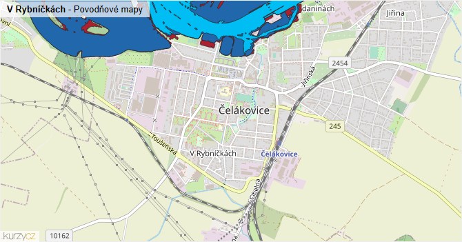 V Rybníčkách - záplavové mapy stoleté vody