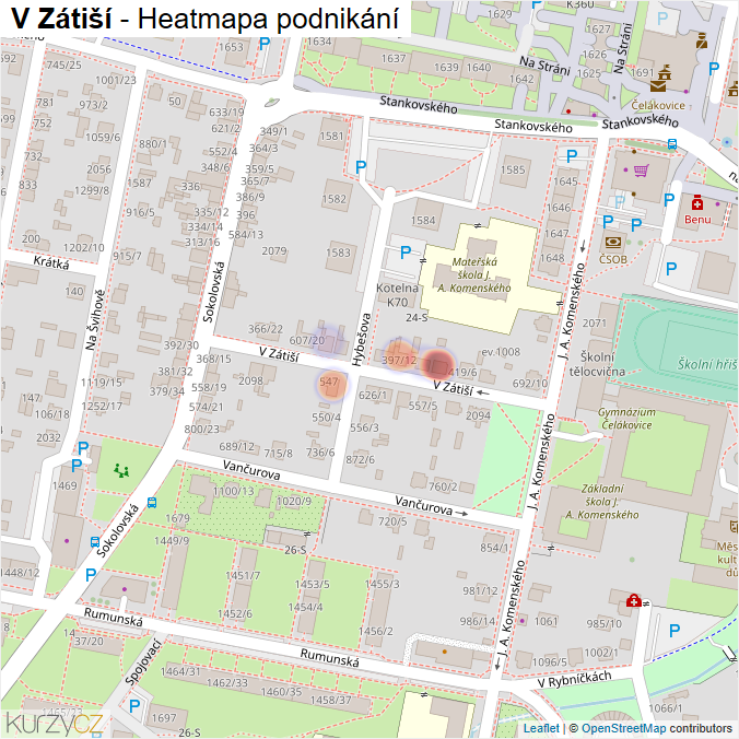 Mapa V Zátiší - Firmy v ulici.