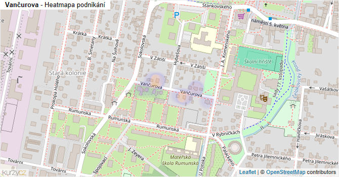 Vančurova - mapa podnikání