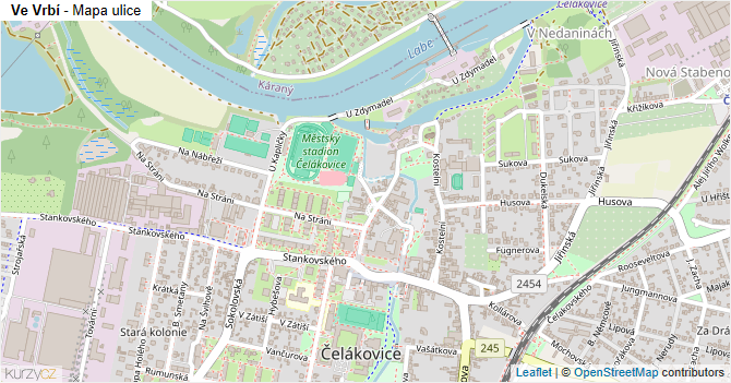 Ve Vrbí - mapa ulice