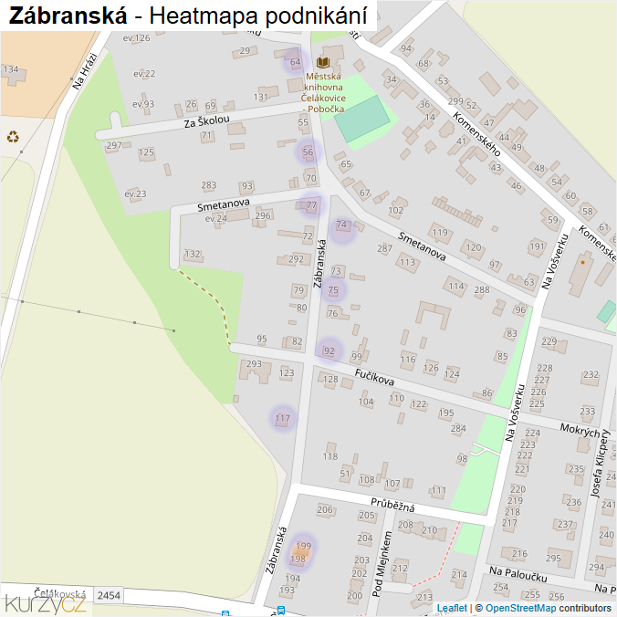 Mapa Zábranská - Firmy v ulici.
