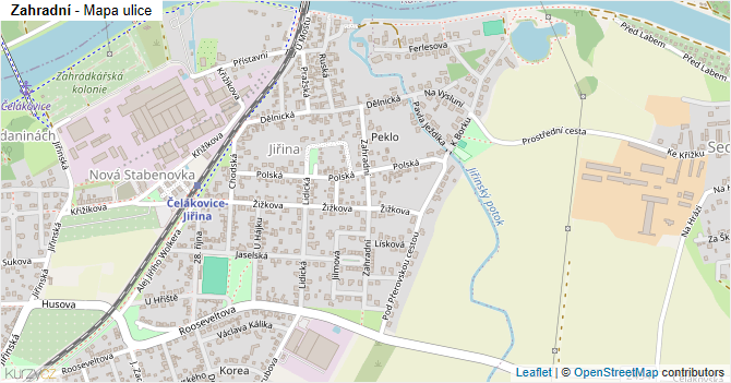 Zahradní - mapa ulice