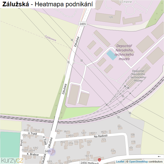 Mapa Zálužská - Firmy v ulici.