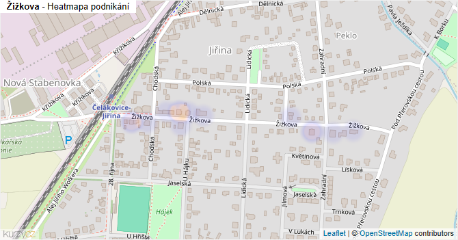 Žižkova - mapa podnikání