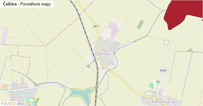 Čelčice - záplavové mapy stoleté vody