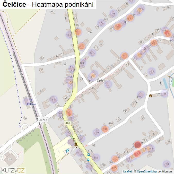 Mapa Čelčice - Firmy v části obce.