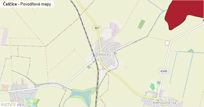Čelčice - záplavové mapy stoleté vody