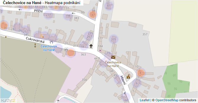 Čelechovice na Hané - mapa podnikání