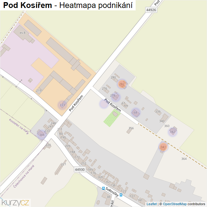 Mapa Pod Kosířem - Firmy v ulici.