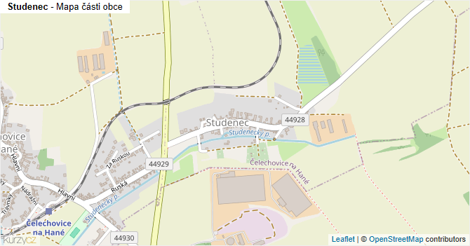 Studenec - mapa části obce