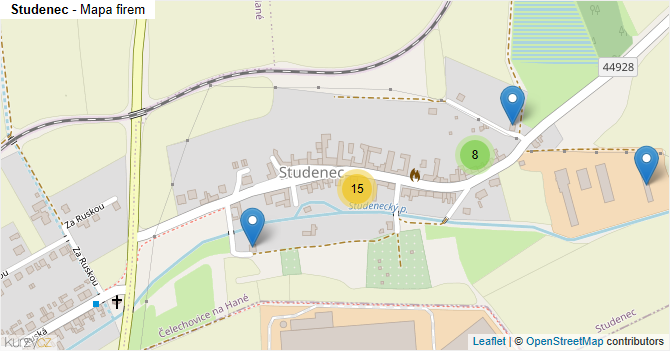 Studenec - mapa firem