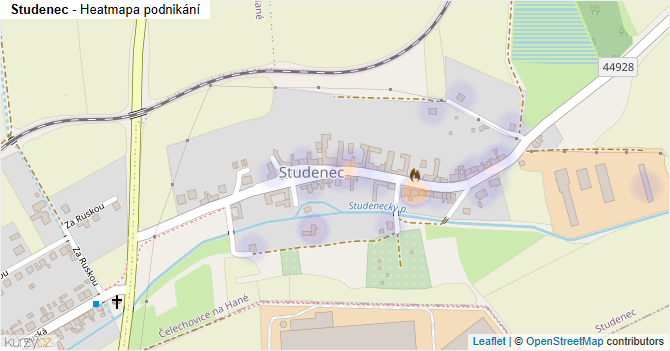 Studenec - mapa podnikání