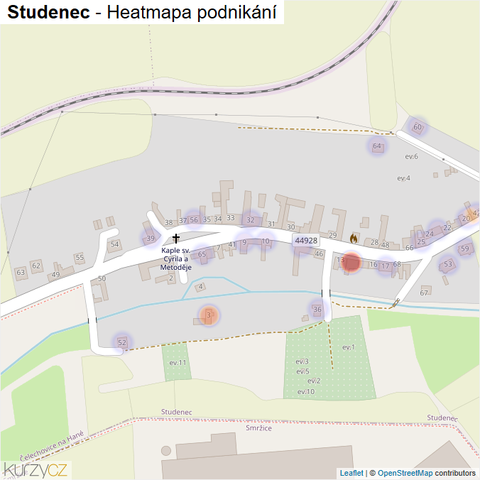 Mapa Studenec - Firmy v části obce.