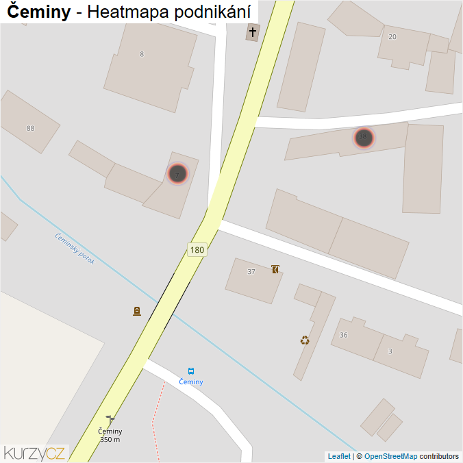 Mapa Čeminy - Firmy v obci.