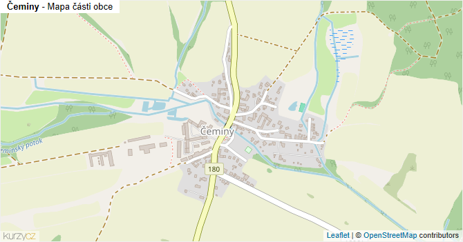 Čeminy - mapa části obce