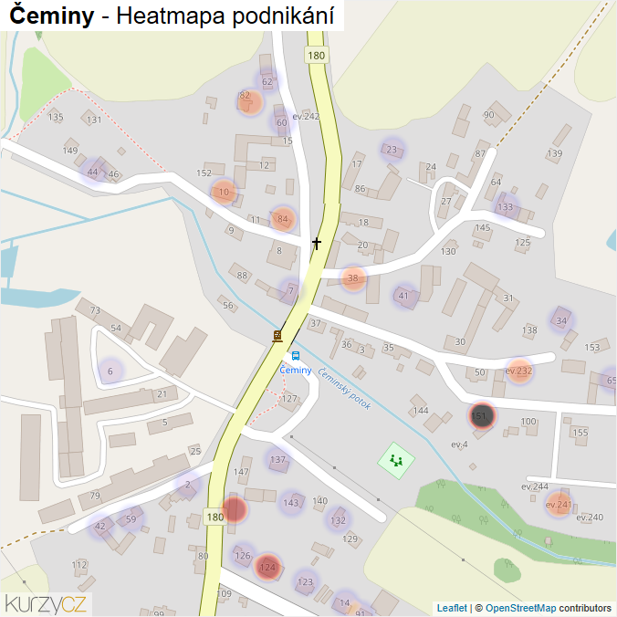 Mapa Čeminy - Firmy v části obce.
