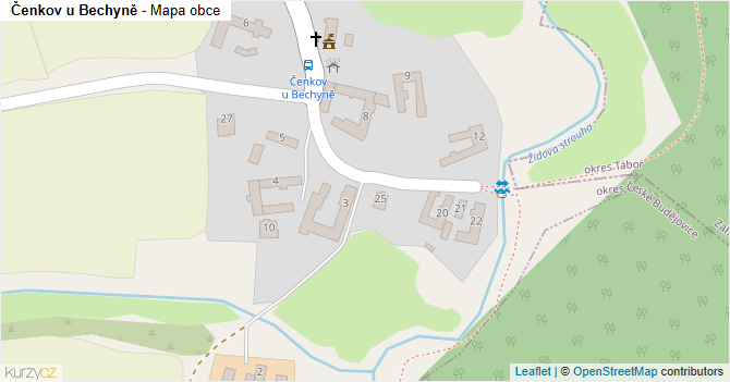 Čenkov u Bechyně - mapa obce