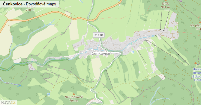 Čenkovice - záplavové mapy stoleté vody