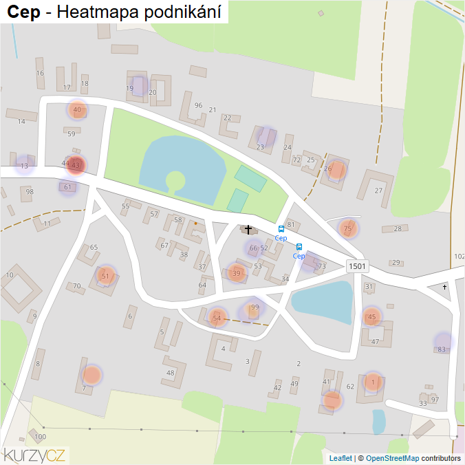 Mapa Cep - Firmy v části obce.
