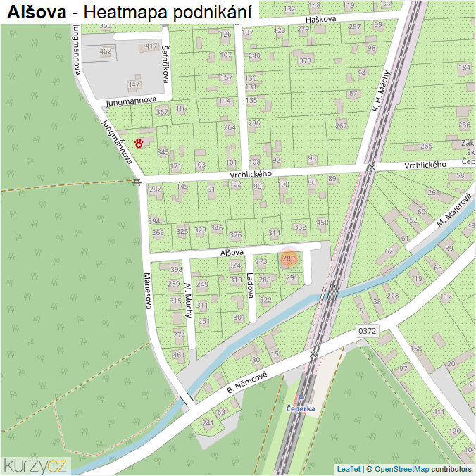 Mapa Alšova - Firmy v ulici.