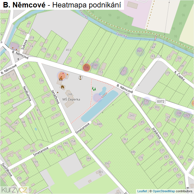 Mapa B. Němcové - Firmy v ulici.