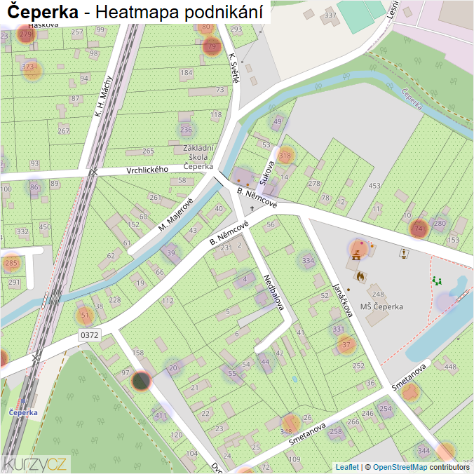 Mapa Čeperka - Firmy v části obce.