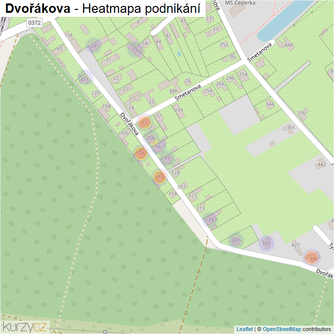 Mapa Dvořákova - Firmy v ulici.