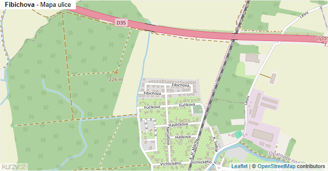 Fibichova - mapa ulice