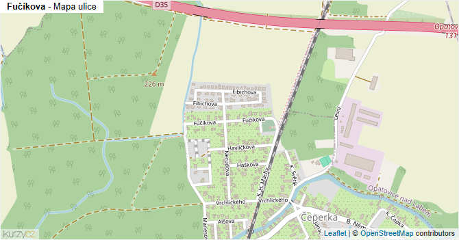 Fučíkova - mapa ulice