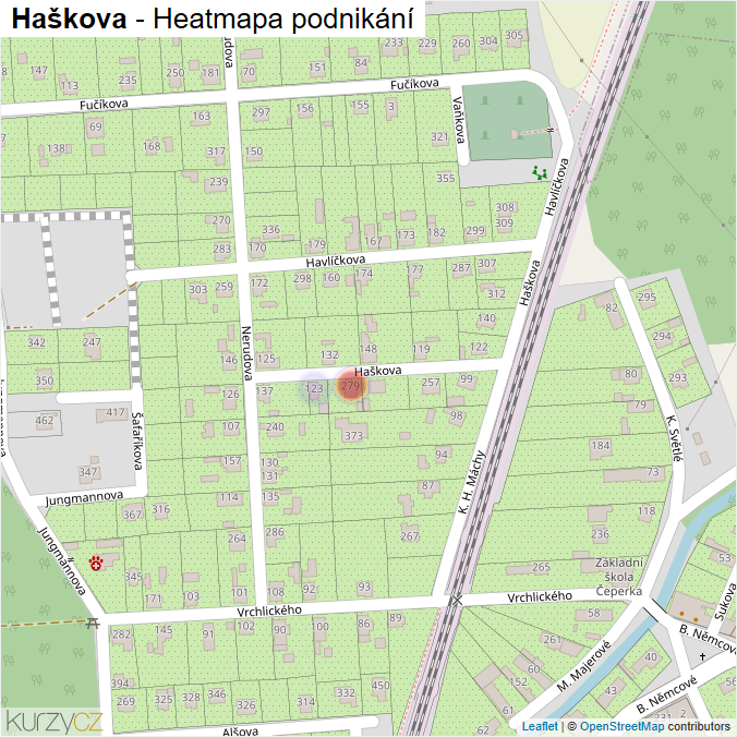 Mapa Haškova - Firmy v ulici.