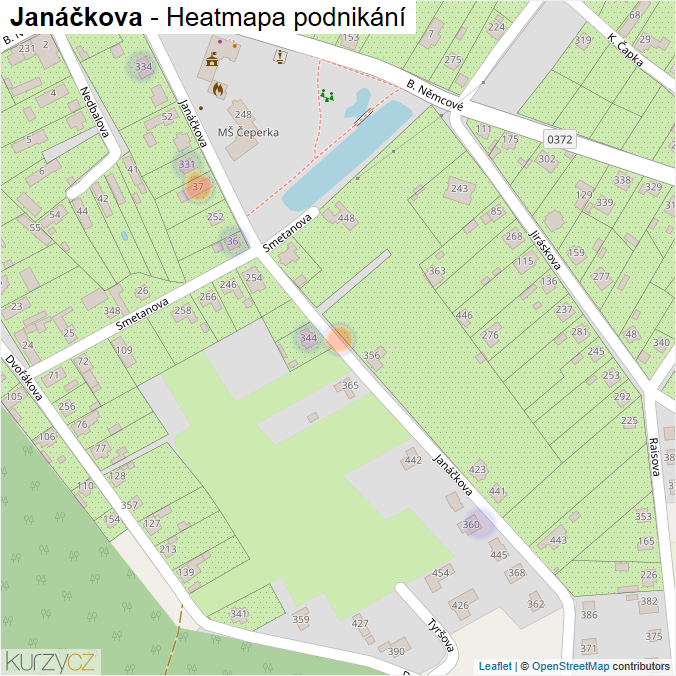 Mapa Janáčkova - Firmy v ulici.