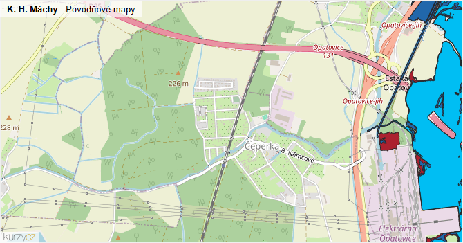 K. H. Máchy - záplavové mapy stoleté vody
