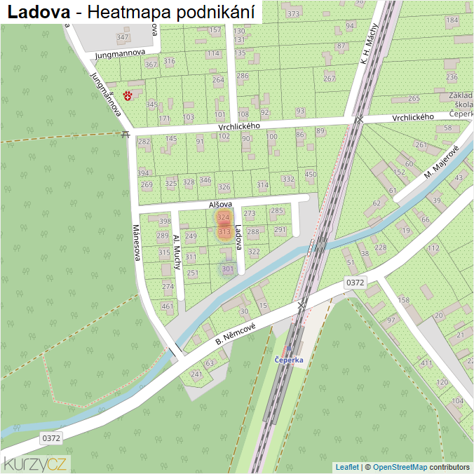 Mapa Ladova - Firmy v ulici.