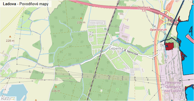 Ladova - záplavové mapy stoleté vody