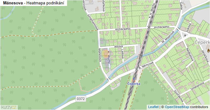 Mánesova - mapa podnikání