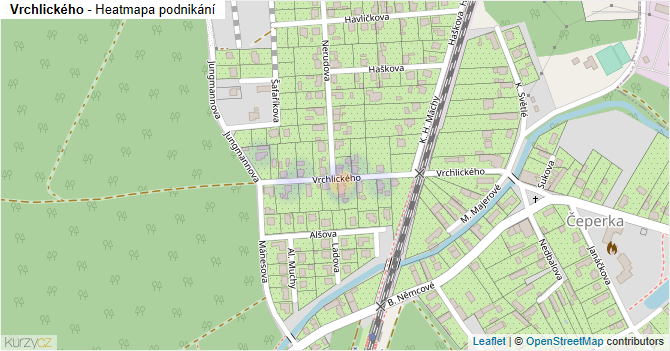 Vrchlického - mapa podnikání