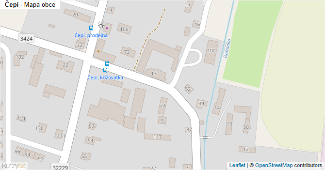 Čepí - mapa obce