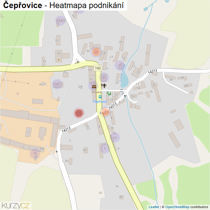 Mapa Čepřovice - Firmy v části obce.
