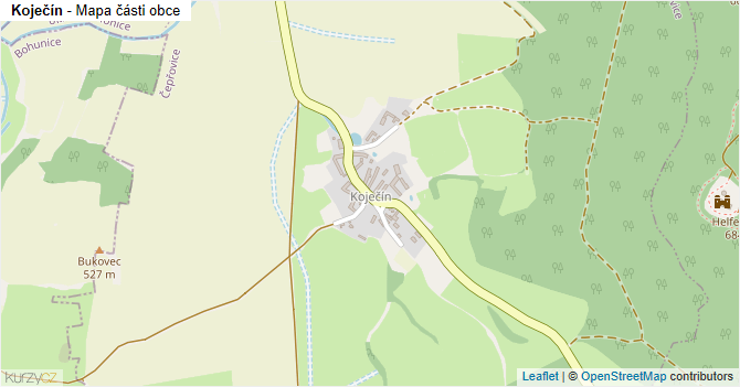 Koječín - mapa části obce