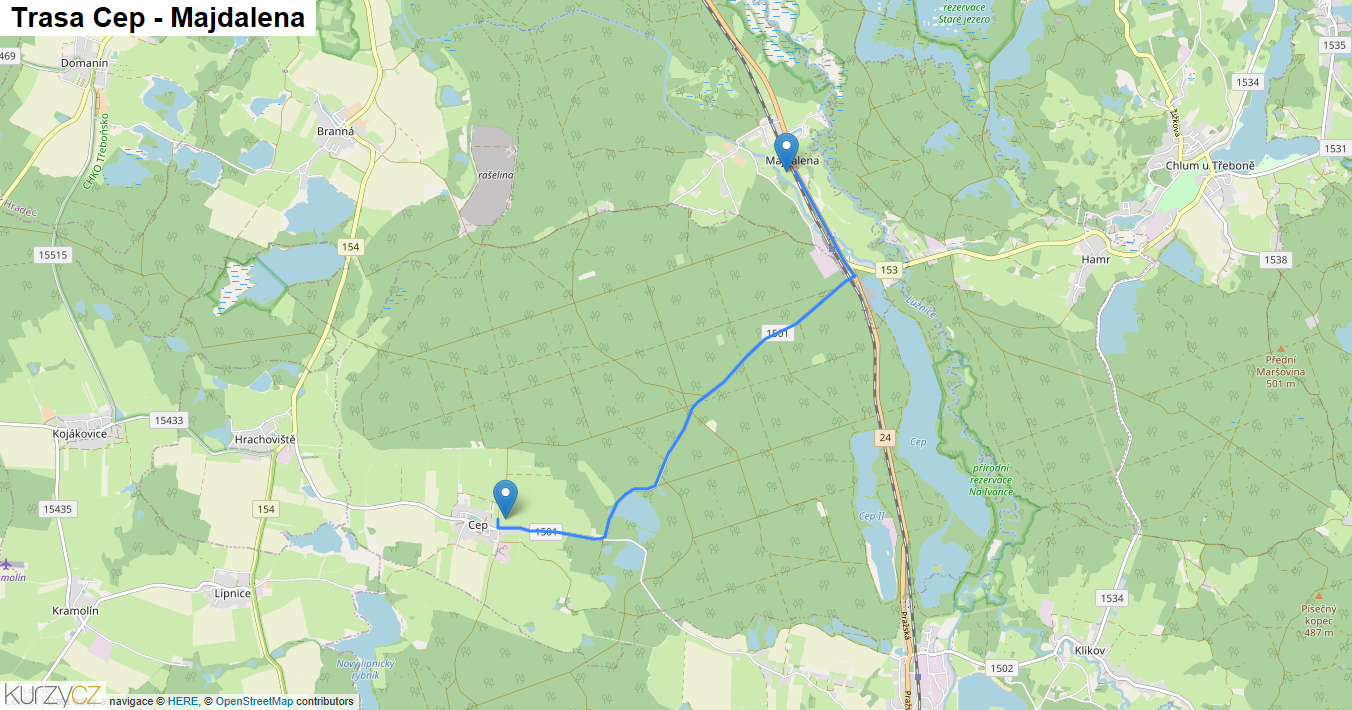 Cep-Majdalena, mapa trasy