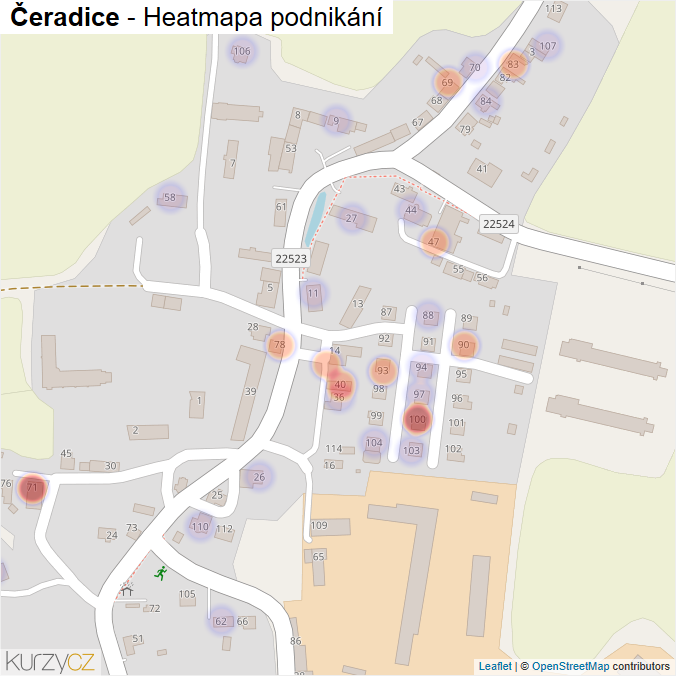 Mapa Čeradice - Firmy v části obce.