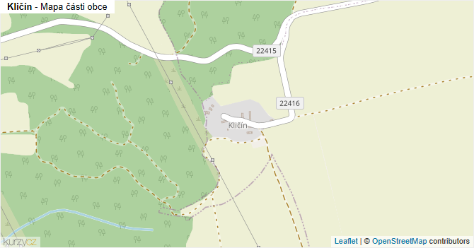 Kličín - mapa části obce