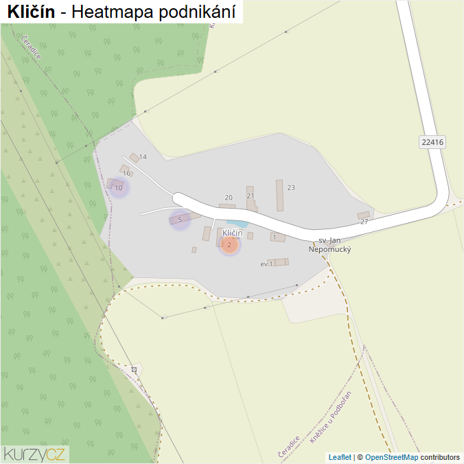Mapa Kličín - Firmy v části obce.