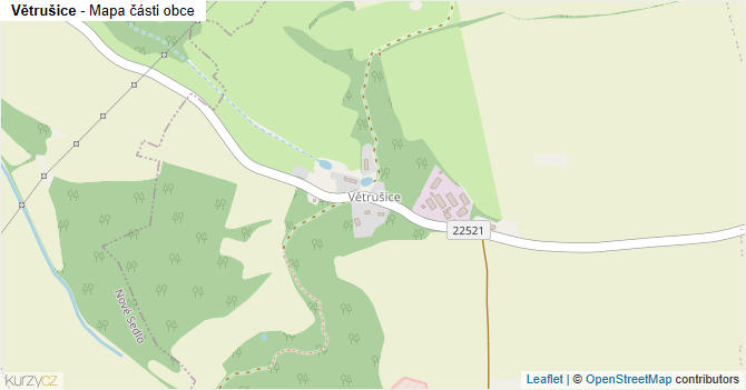 Větrušice - mapa části obce