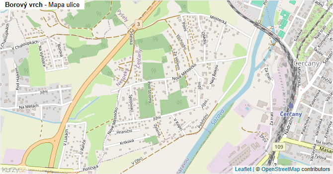 Borový vrch - mapa ulice