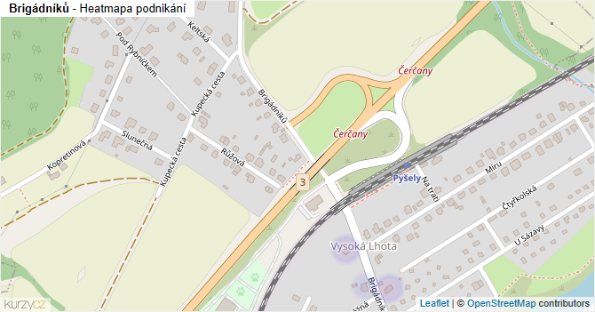 Brigádníků - mapa podnikání