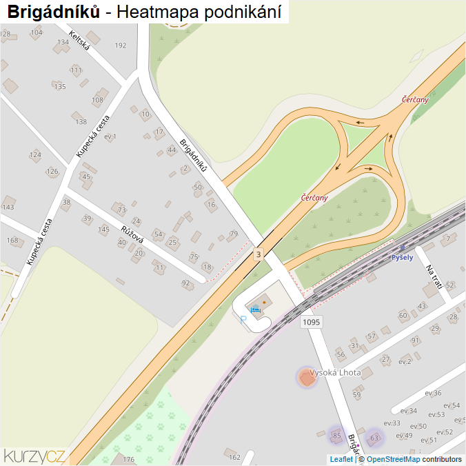 Mapa Brigádníků - Firmy v ulici.