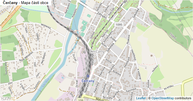 Čerčany - mapa části obce