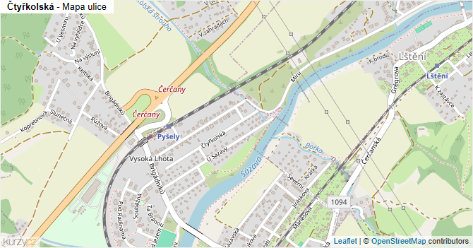 Čtyřkolská - mapa ulice
