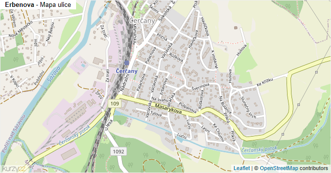 Erbenova - mapa ulice